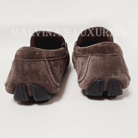 SALVATORE FERRAGAMO SHOES FRONT DRIVING LOAFERS SUEDE BRAIDED GANCINI - Picture 8 of 16